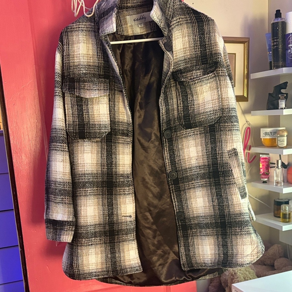 Sebby Checkered Outerwear in Black and White